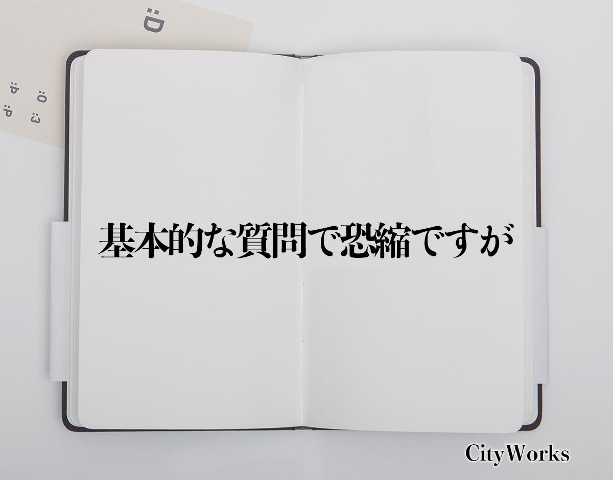 「基本的な質問で恐縮ですが」とは？