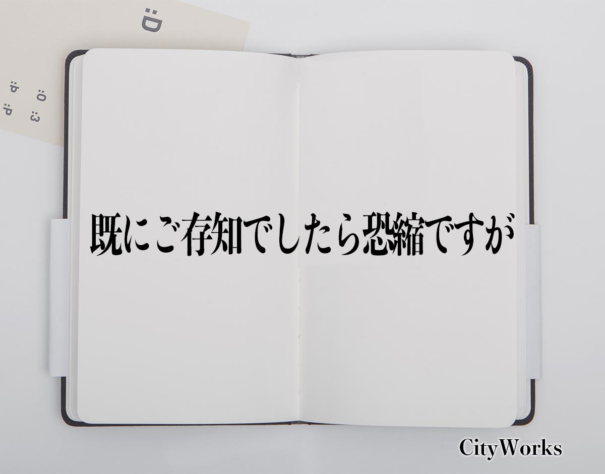 「既にご存知でしたら恐縮ですが」とは？