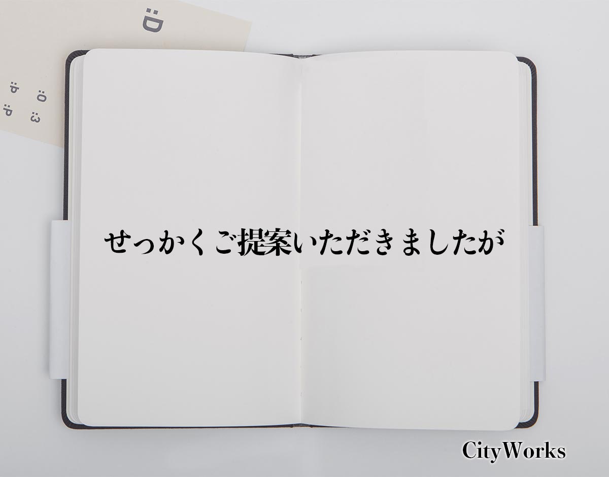 「せっかくご提案いただきましたが」とは？