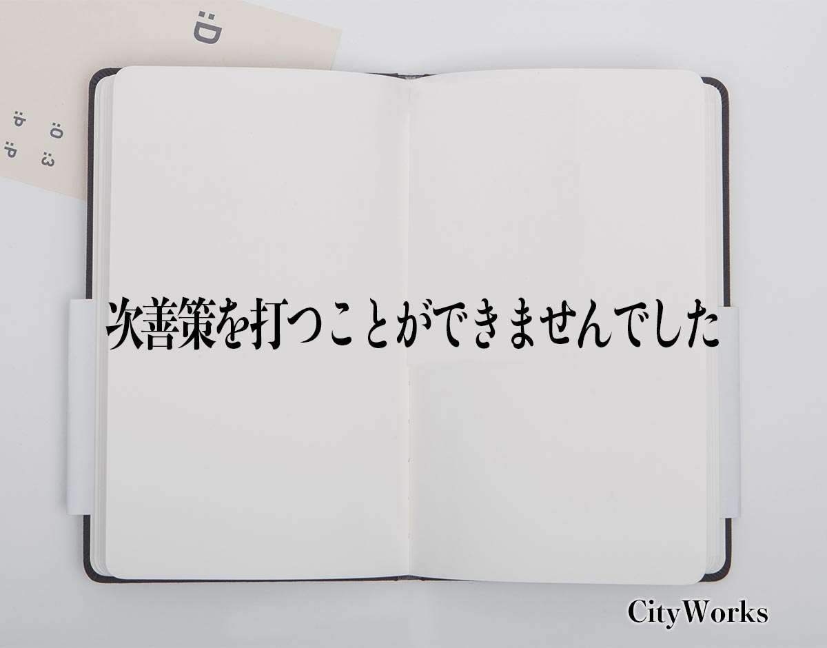 「次善策を打つことができませんでした」とは？