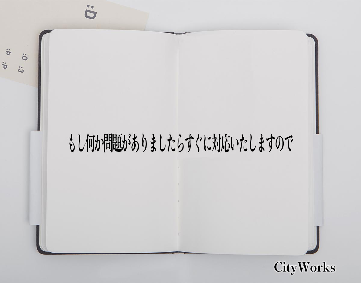 「もし何か問題がありましたらすぐに対応いたしますので」とは？