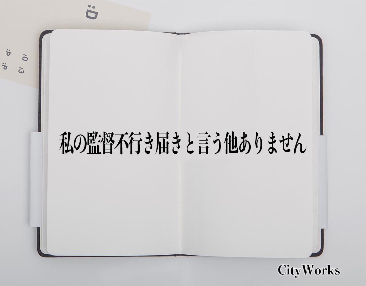 「私の監督不行き届きと言う他ありません」とは？